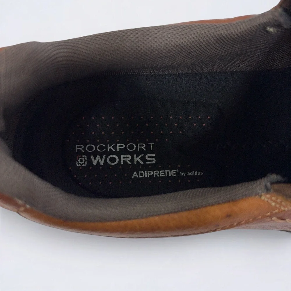 Rockport Works Extreme Slip On Shoes Mens 11 Brown Leather Composite Toe Loafer